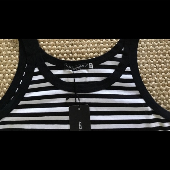 AUTHENTIC DOLCE & GABBANA WHITE AND BLACK STRIPE TANK TOP SIZE 44 IT ( 4-6 US ) - Picture 5 of 7